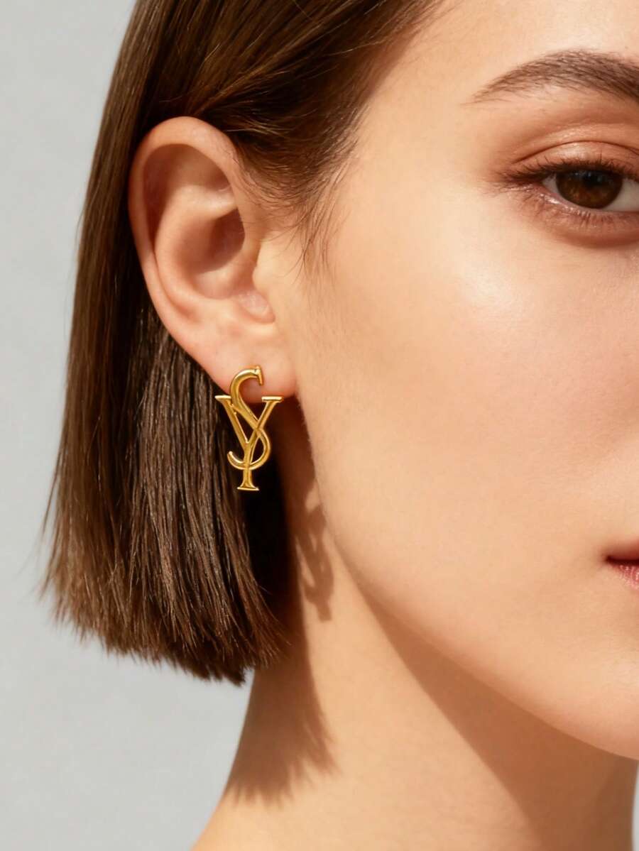 SHEIN زوج أقراط هندسية غير متماثلة