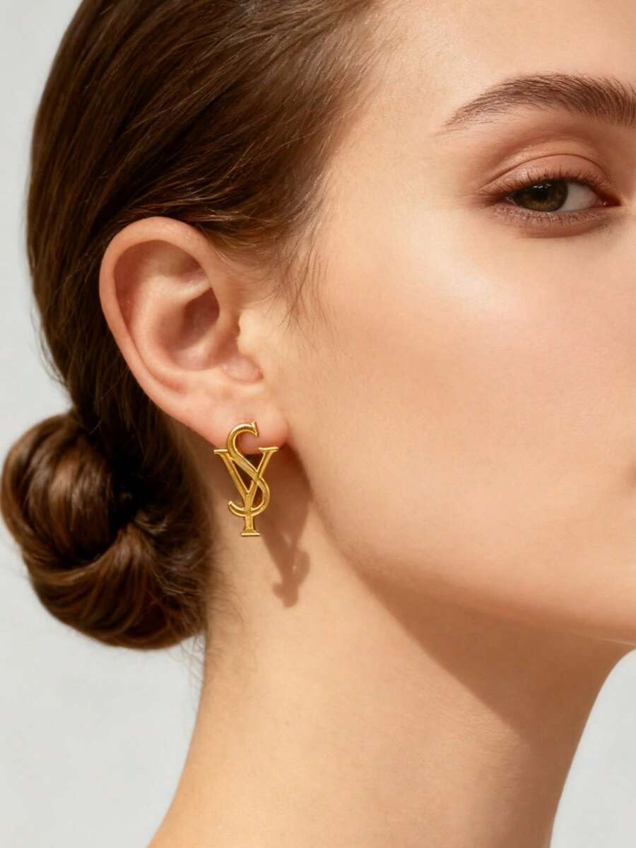 SHEIN زوج أقراط هندسية غير متماثلة
