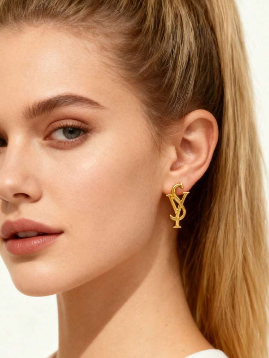 SHEIN زوج أقراط هندسية غير متماثلة