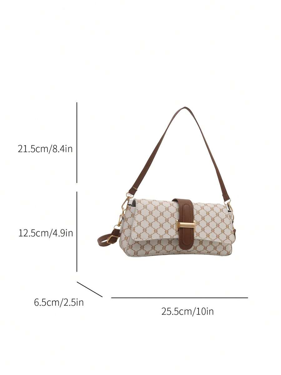 SHEIN حقيبة كتف بنقشة تمساح بلون كاكي