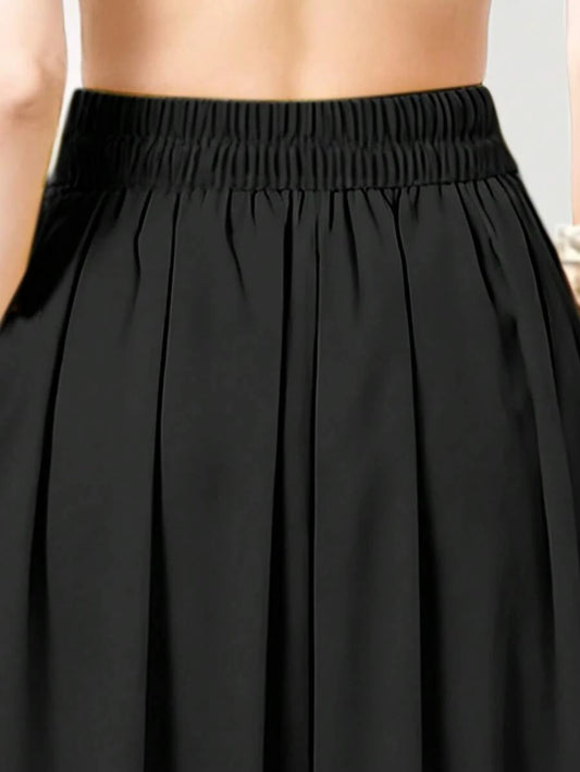 SHEIN تنورة ماكسي سوداء كاجوال بجيب جانبي