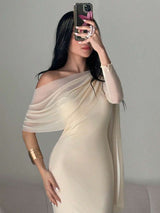 SHEIN Modelyn فستان مشمشي اللون علي شكل ذيل سمكة