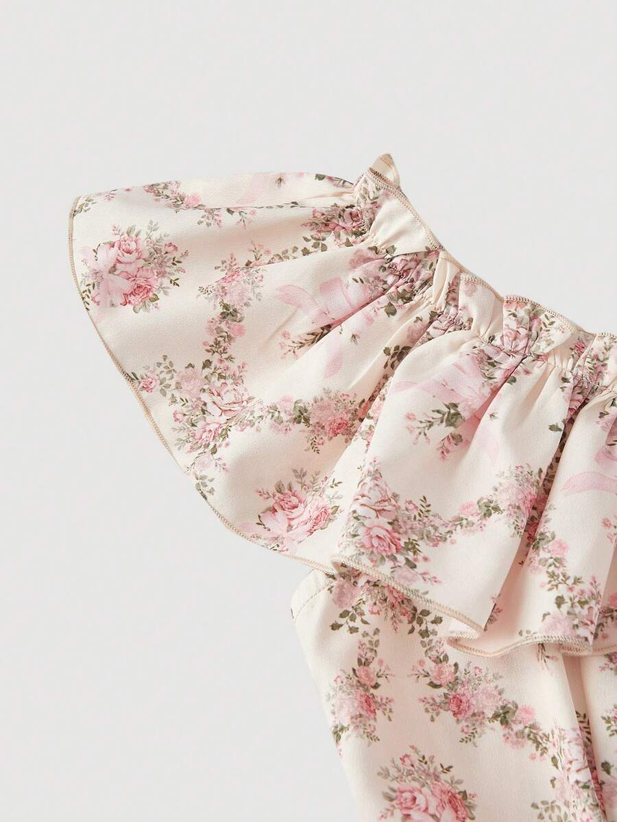 SHEIN MOD فستان طويل بطبعة زهور عتيقة