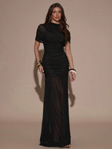 SHEIN BAE فستان أسود ضيق مطوي أنيق