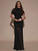 SHEIN BAE فستان أسود ضيق مطوي أنيق