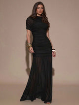 SHEIN BAE فستان أسود ضيق مطوي أنيق