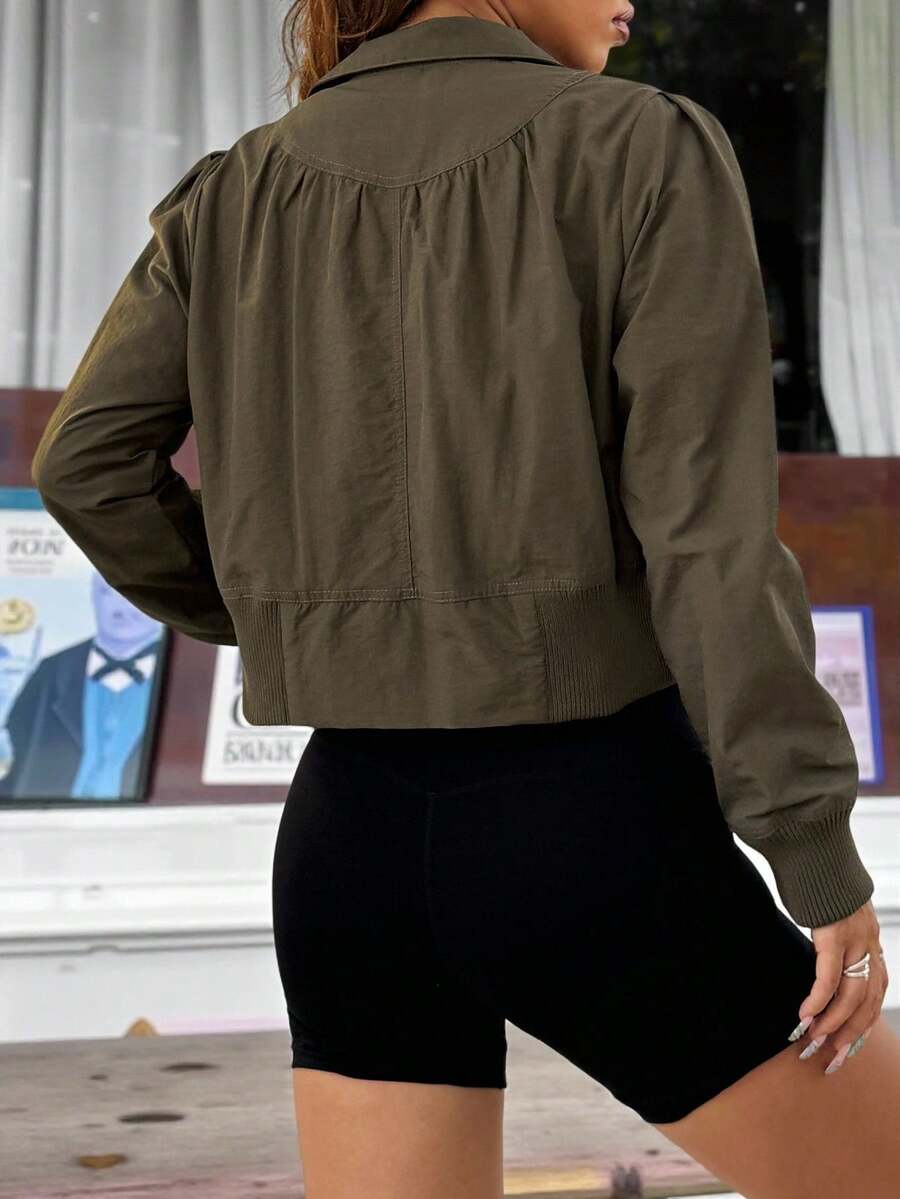 SHEIN EZwear جاكيت نسائي قصيرة ضيقة بياقة عالية
