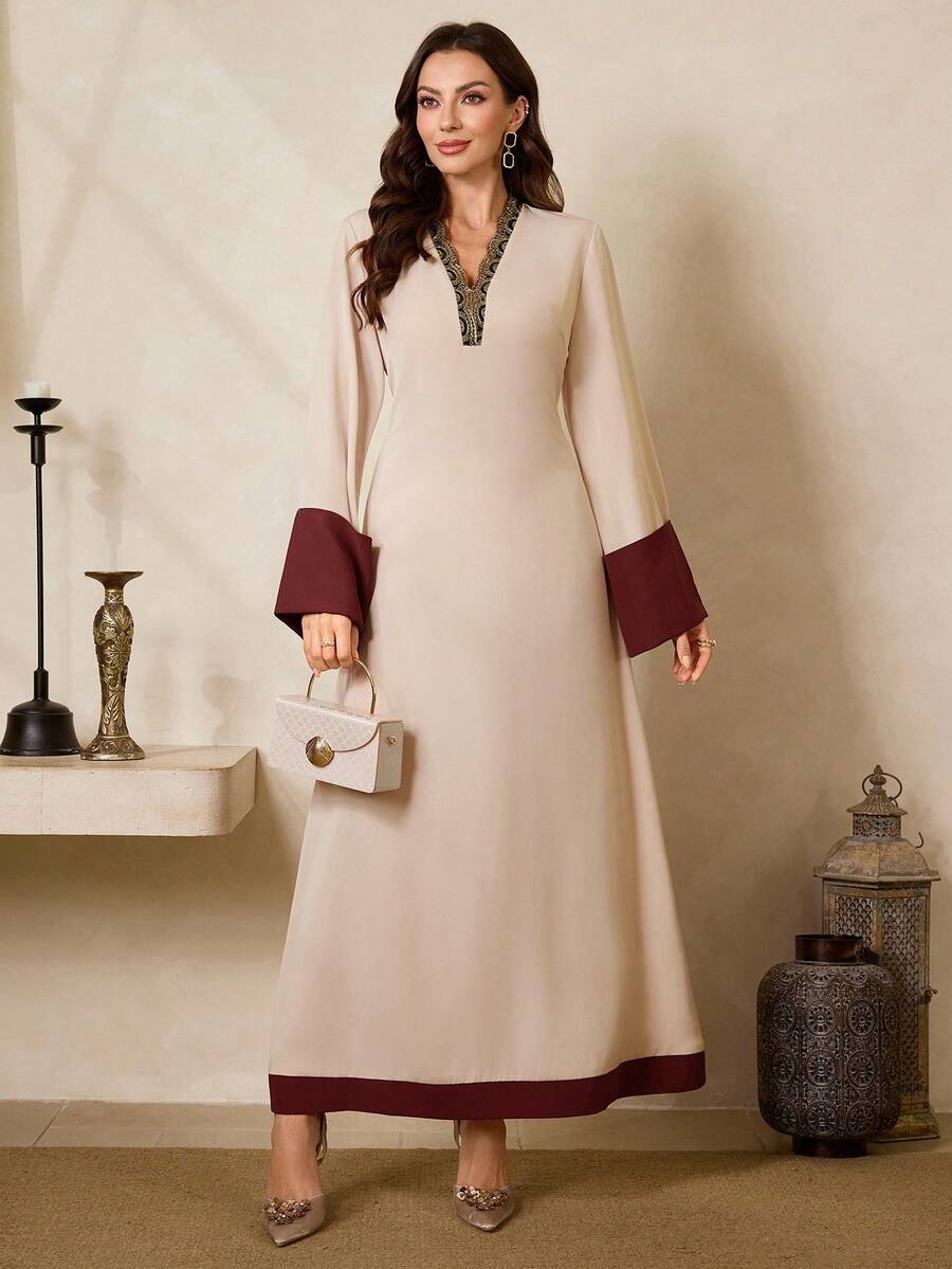 SHEIN Al Najma فستان ماكسي تركي وعربي تقليدي