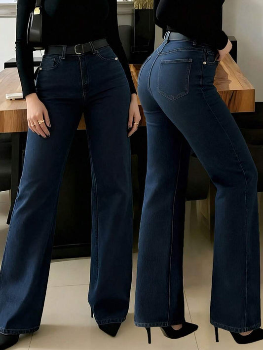 SHEIN Y2K بنطال جينز نسائي كاجوال بساق مستقيمة وخصر مرتفع