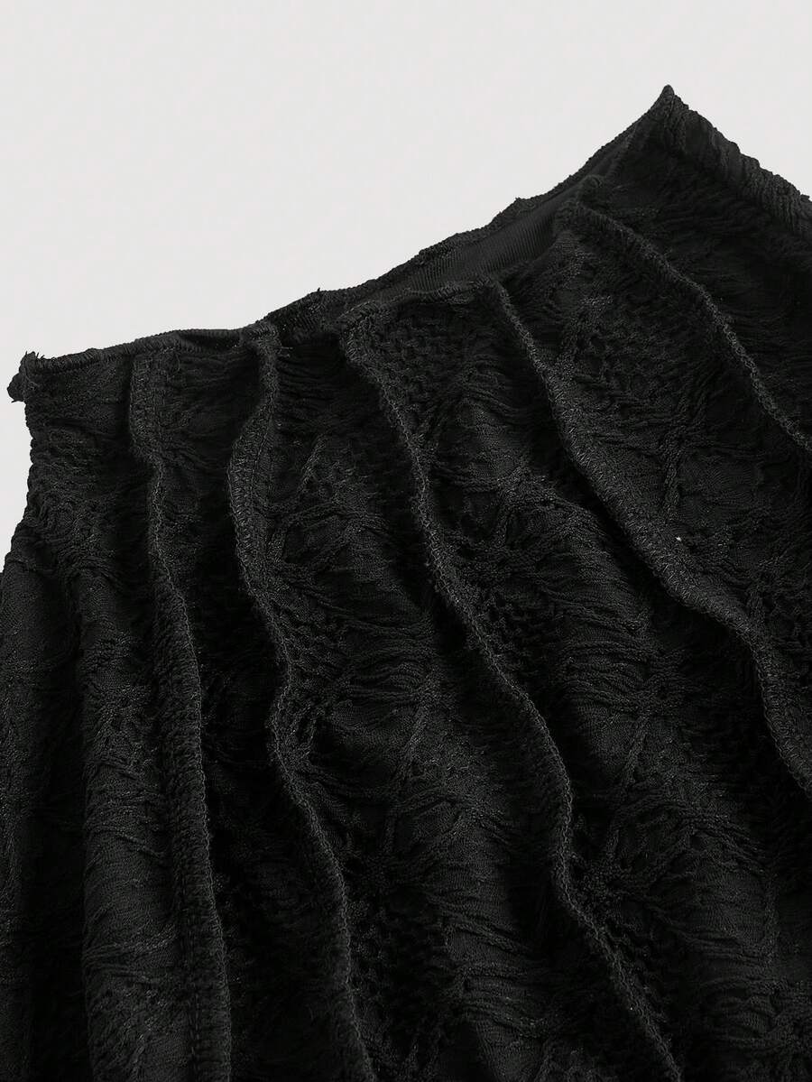 SHEIN MOD فستان أسود قصير بأكمام ناقصة وخياطة تباينية بيضاء