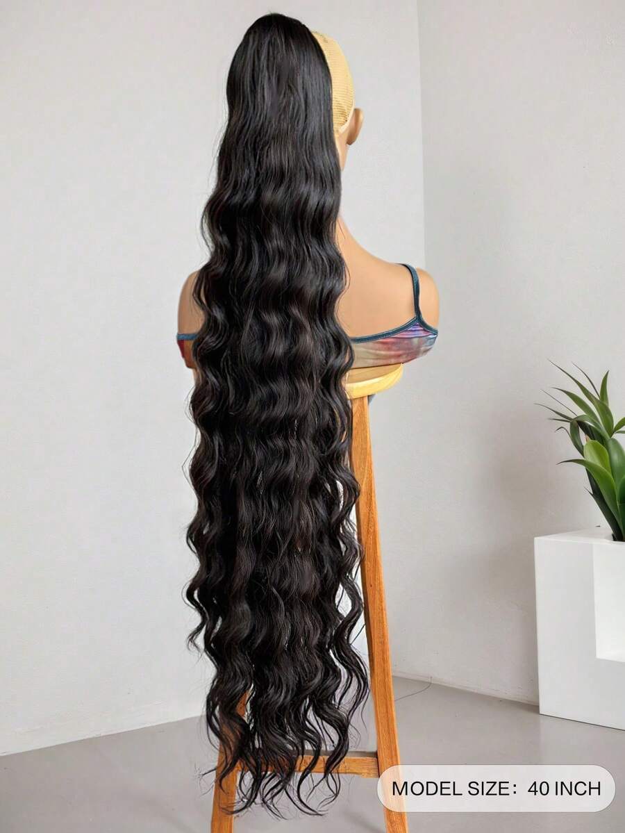 SHEIN باروكة شعر طويل 40 بوصة موجي متعدد الطبقات بمشبك