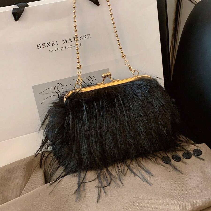 SHEIN حقيبة كلاتش مبطنة مع حزام سلسلة