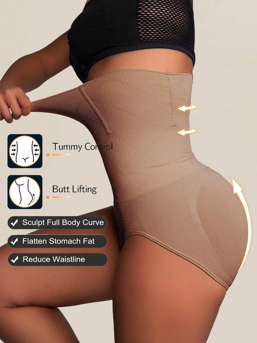 SHEIN شورت بخصر عالي بدون غرز مشد للبطن ورفع الأرداف
