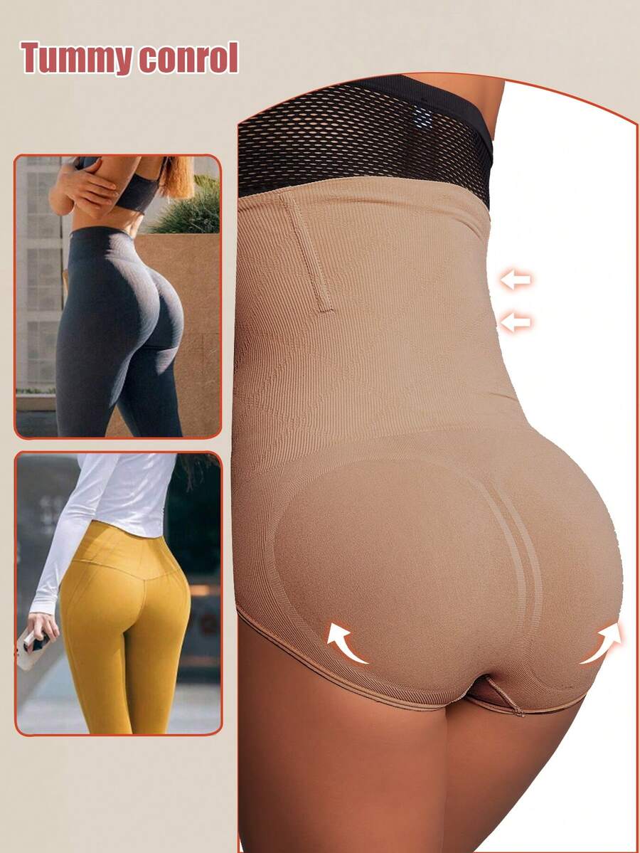 SHEIN شورت بخصر عالي بدون غرز مشد للبطن ورفع الأرداف