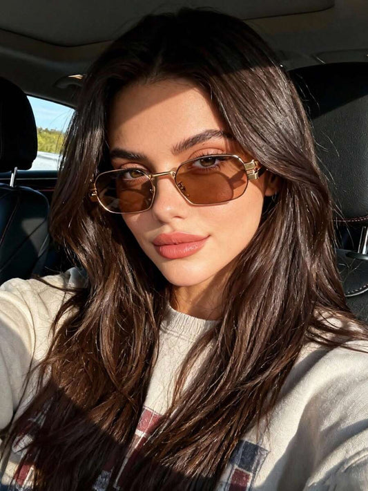 SHEIN نظارة نسائية معدنية متعددة الأضلاع