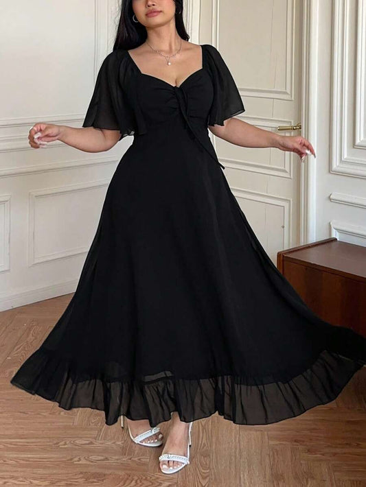 SHEIN Vibekara فستان أسود بظهر مكشوف للمقاسات الكبيرة