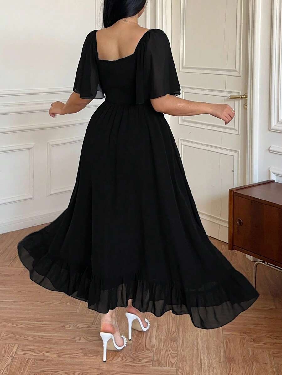 SHEIN Vibekara فستان أسود بظهر مكشوف للمقاسات الكبيرة