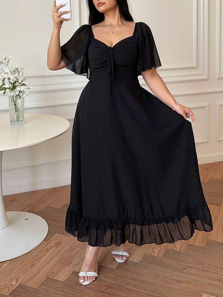 SHEIN Vibekara فستان أسود بظهر مكشوف للمقاسات الكبيرة