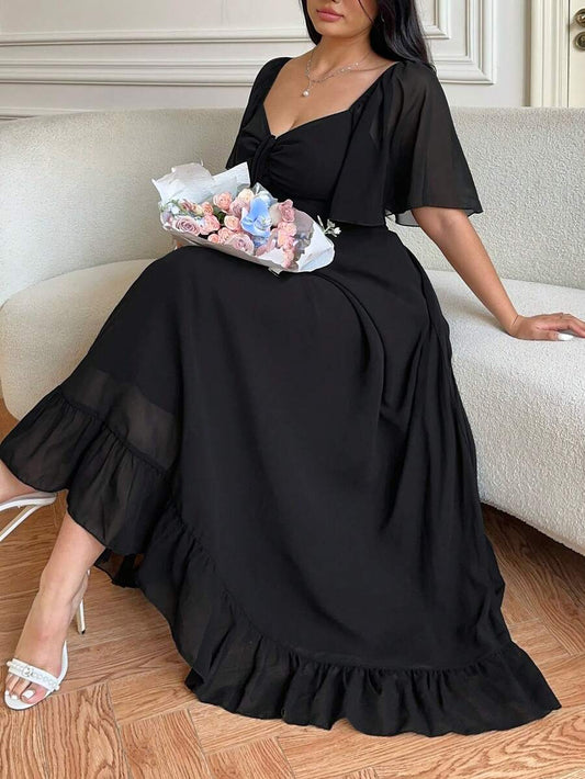 SHEIN Vibekara فستان أسود بظهر مكشوف للمقاسات الكبيرة
