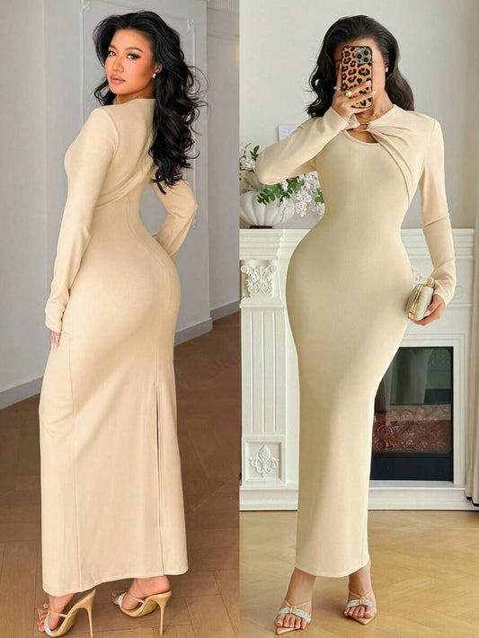 SHEIN Chiquease فستان حفلات مزين بتفاصيل معدنية أنيقة