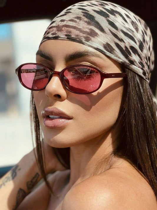 SHEIN نظارة شمس نسائية بإطار بيضاوي من البلاستيك المقاوم للكسر