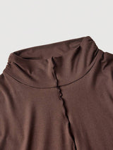 SHEIN MOD فستان بني محيك طويل بياقة عالية