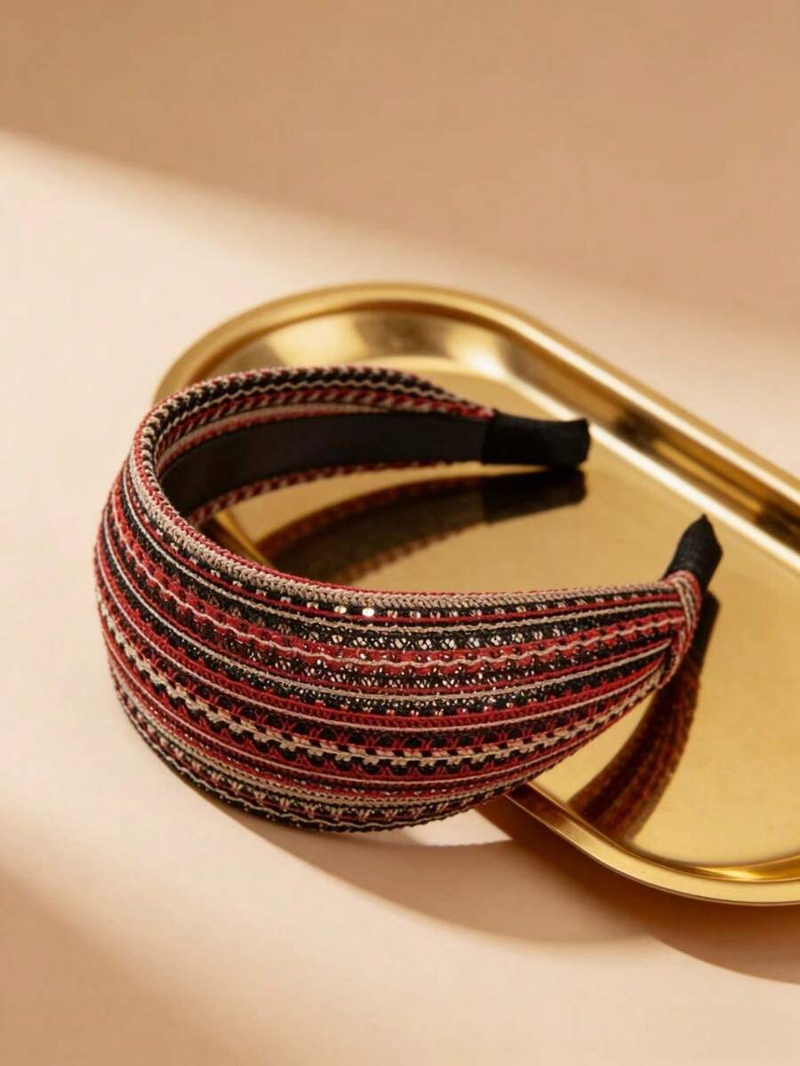 SHEIN شريط رأس عريض من قماش الكتان لتزيين تسريحات الشعر