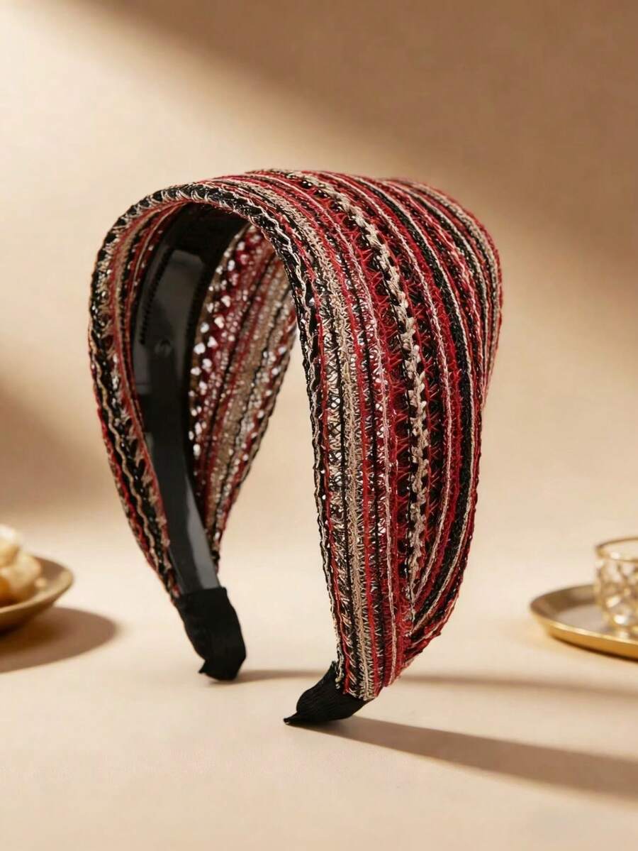 SHEIN شريط رأس عريض من قماش الكتان لتزيين تسريحات الشعر