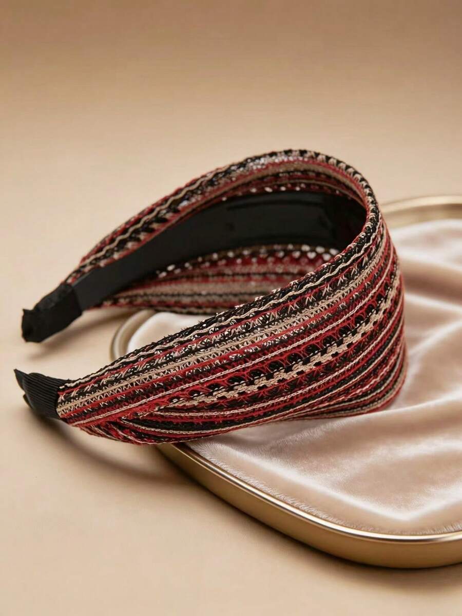 SHEIN شريط رأس عريض من قماش الكتان لتزيين تسريحات الشعر