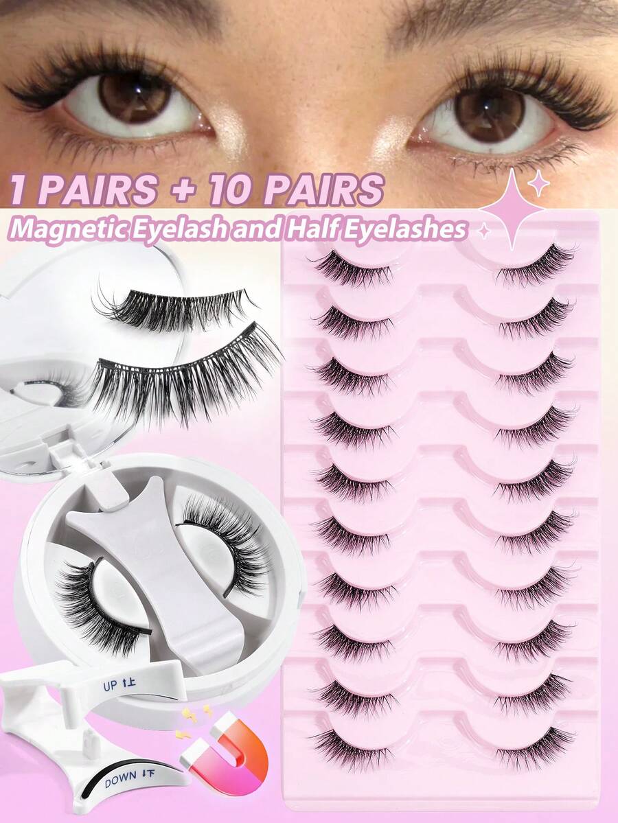 SHEIN MAGEFY طقم رموش مغناطيسية طبيعي بدون صمغ