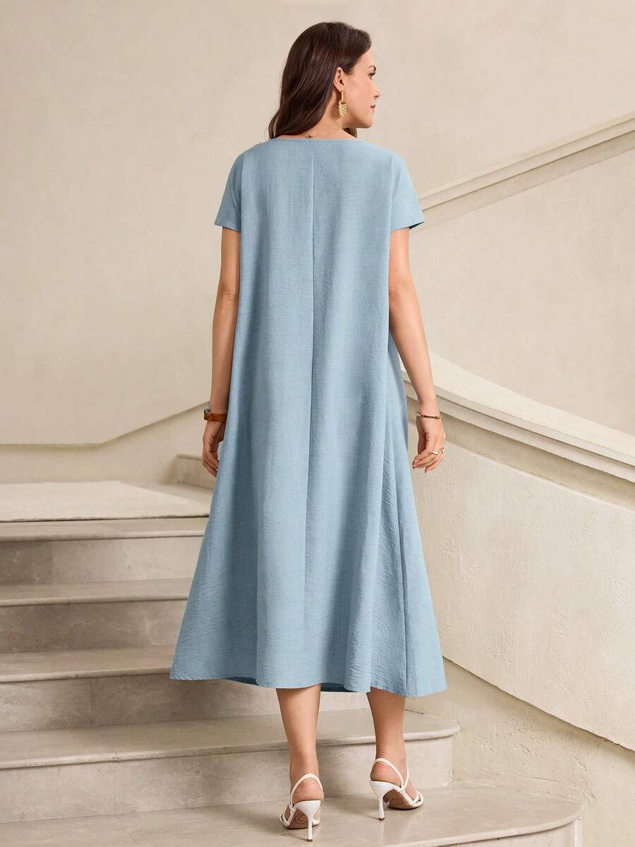 SHEIN Miaspire فستان كاجوال بربطة عنق طويلة