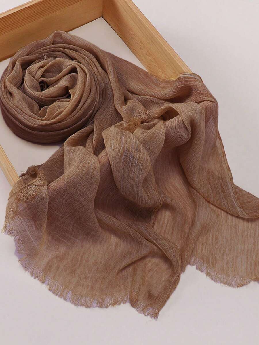 SHEIN حجاب نسائي ناعم ومجعد طبيعيًا وقابل للتنفس ومريح بلون جملي