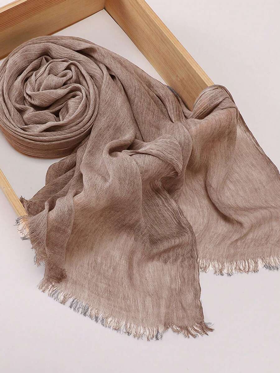 SHEIN حجاب نسائي ناعم ومجعد طبيعيًا وقابل للتنفس ومريح بلون كاكي فاتح