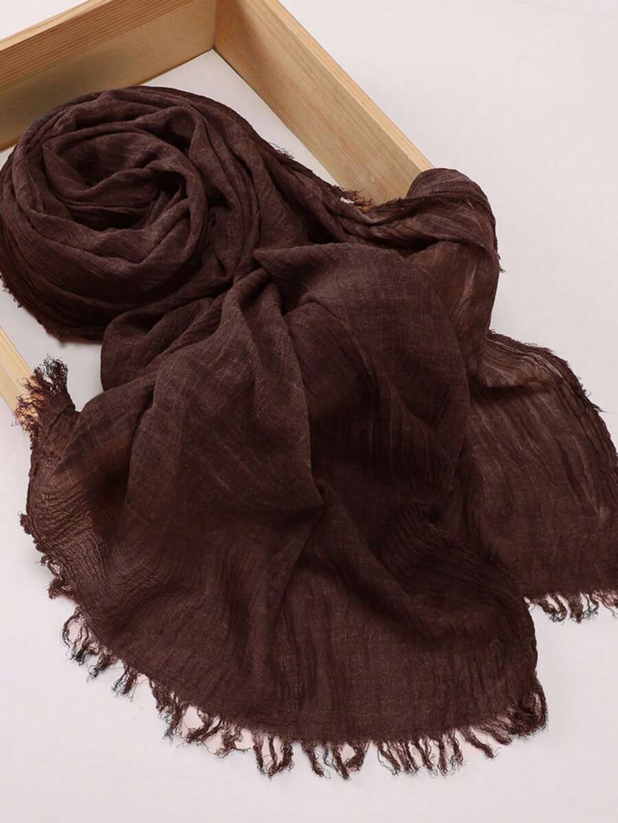 SHEIN حجاب نسائي ناعم ومجعد طبيعيًا وقابل للتنفس ومريح بلون كراميل