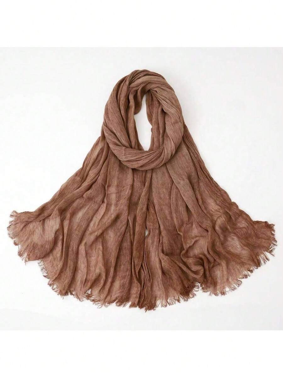 SHEIN حجاب نسائي مطوي بلون كاكي مع شرابات ناعم وقابل للتنفس