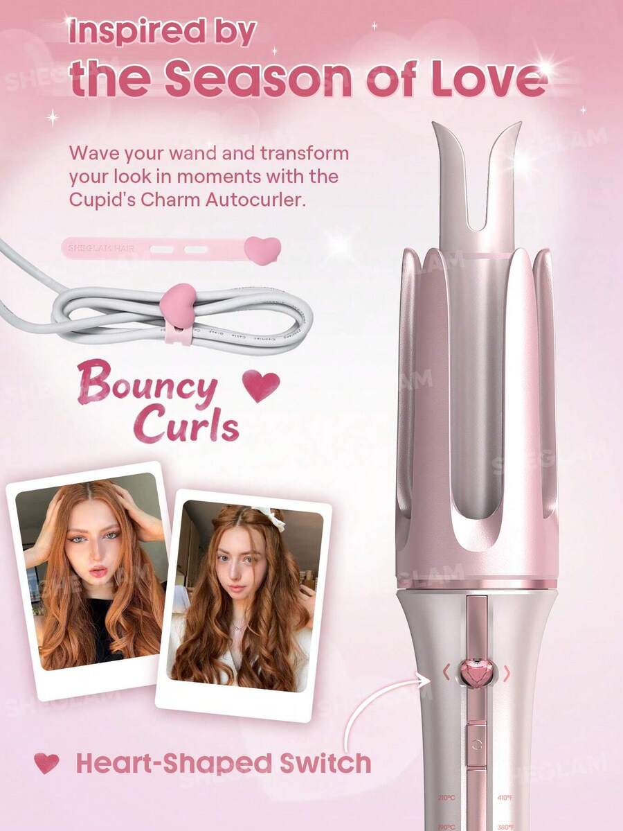 SHEGLAM HAIR مكواة تجعيد الشعر الأوتوماتيكية مع 3 درجات حرارة تجعيد سريع