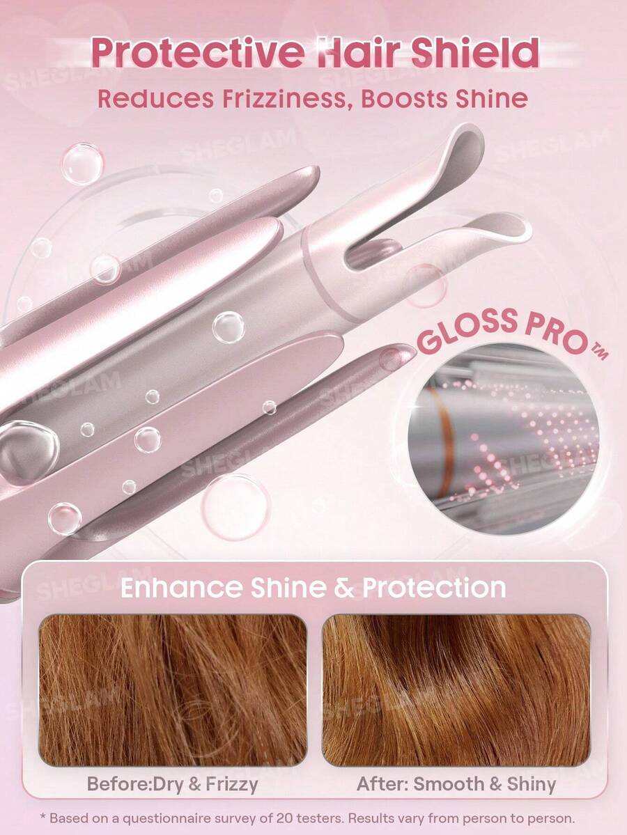 SHEGLAM HAIR مكواة تجعيد الشعر الأوتوماتيكية مع 3 درجات حرارة تجعيد سريع