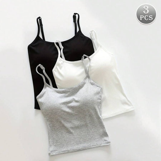 SHEIN طقم 3 توب مخطط مع حمالة صدر مبطنة