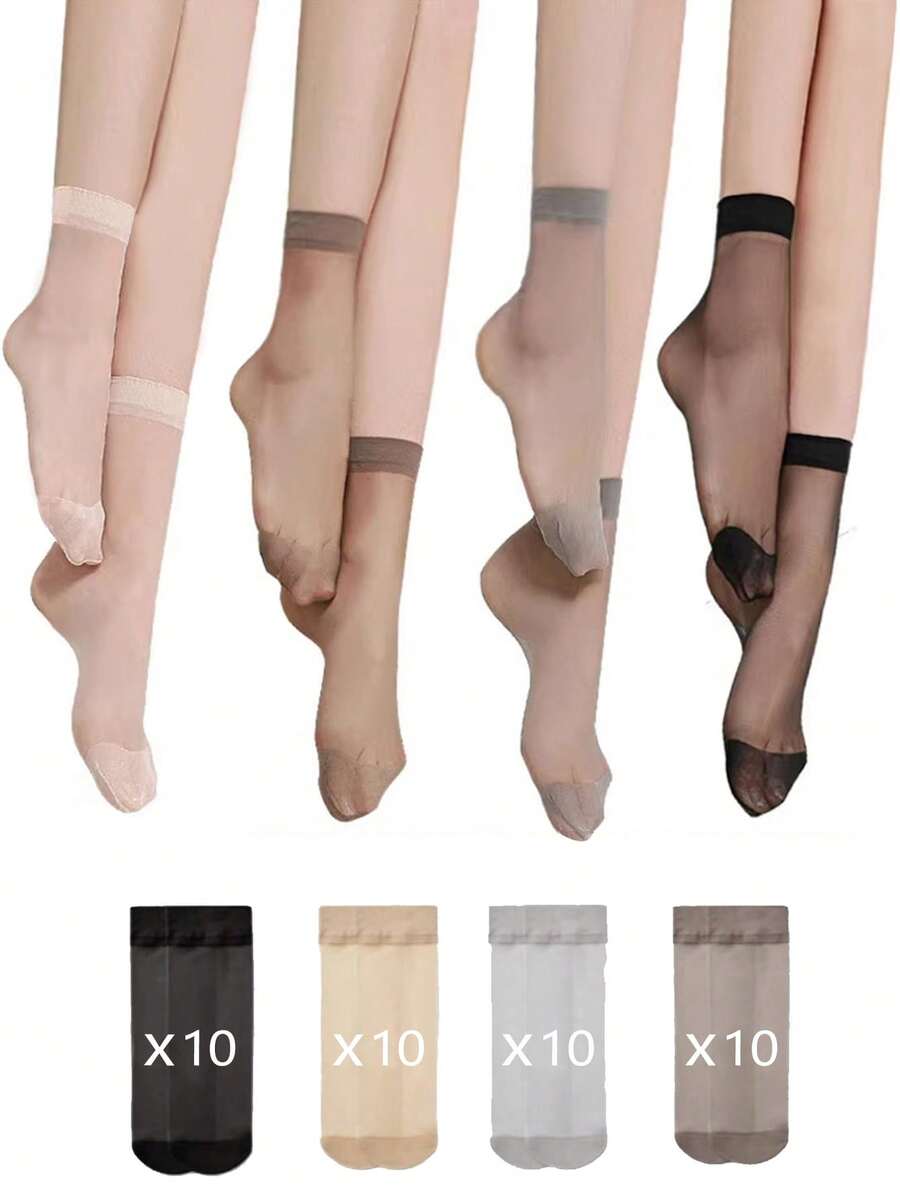 SHEIN جوارب نسائية متوسطة الطول بألوان موحدة
