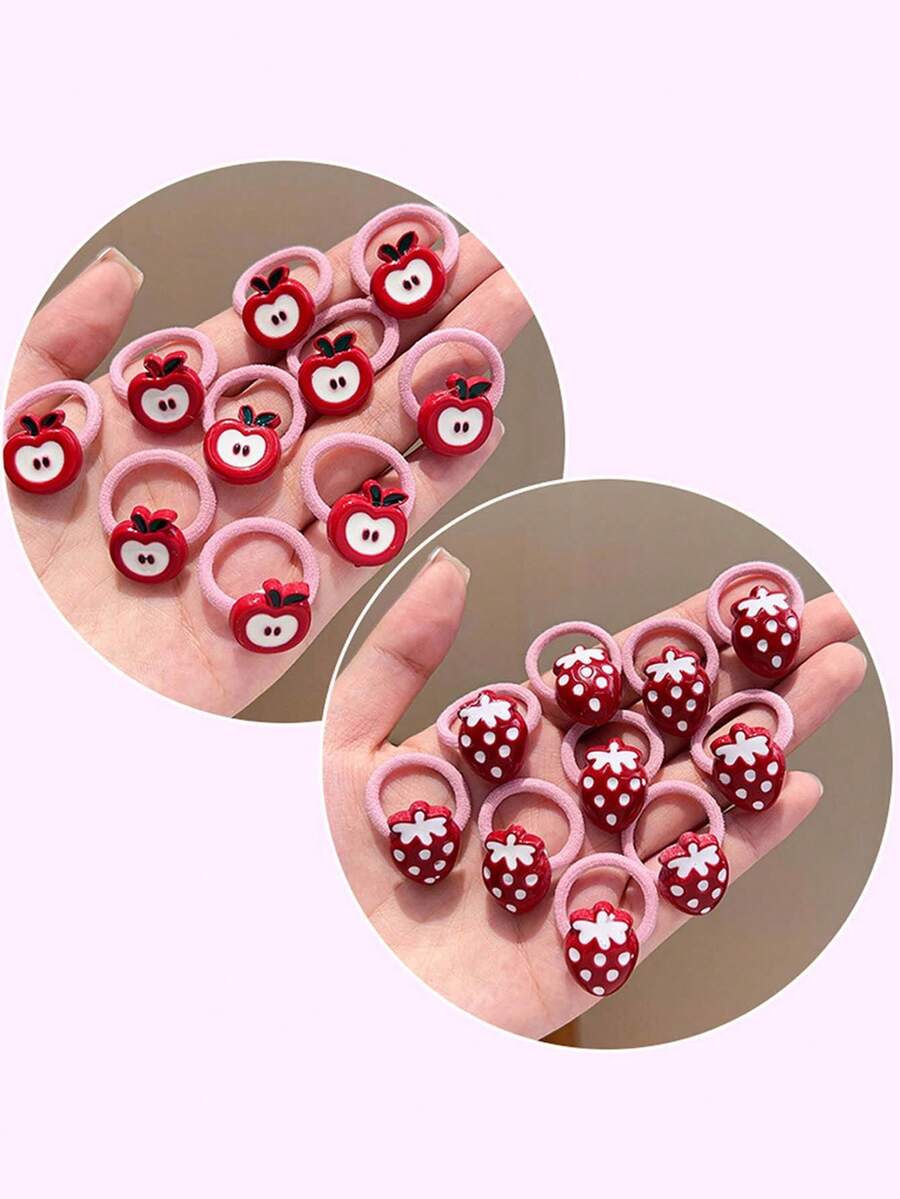 SHEIN طقم 10 قطع أربطة شعر مطاطية مزينة خرز وفيونكة االلؤلؤ