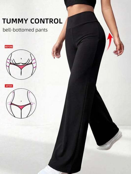 SHEIN بنطلون أسود بخصر عالي بقصة مستقيمة مرن وكاجوال