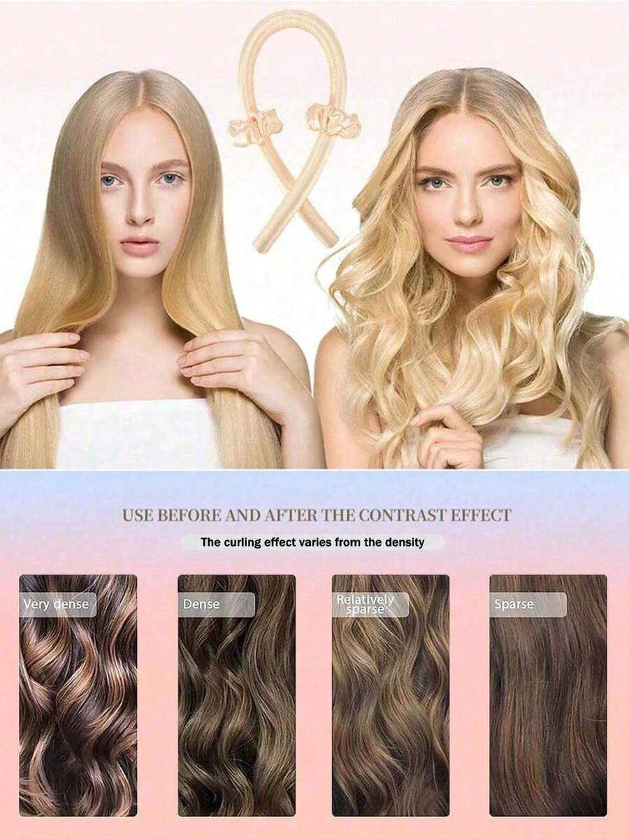 SHEIN مجموعة تجعيد شعر بدون حرارة 5 قطع مع قبعة ساتان وربطات شعر
