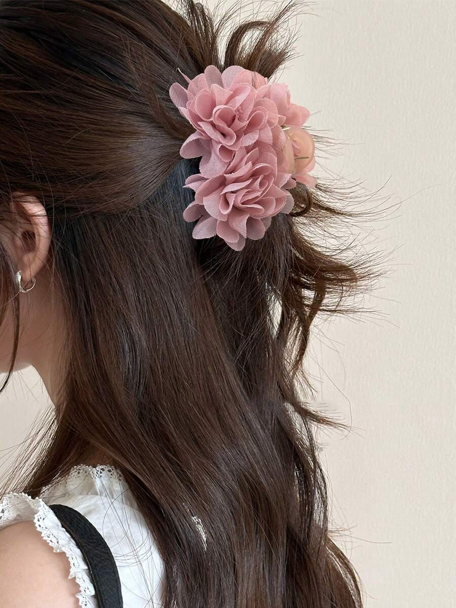 SHEIN مشبك شعر فرنسي رجعي بطبعة زهرية