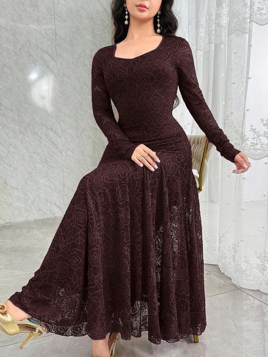 SHEIN Modelyn فستان كوكتيل أنيق بياقة مربعة وخصر مشدود