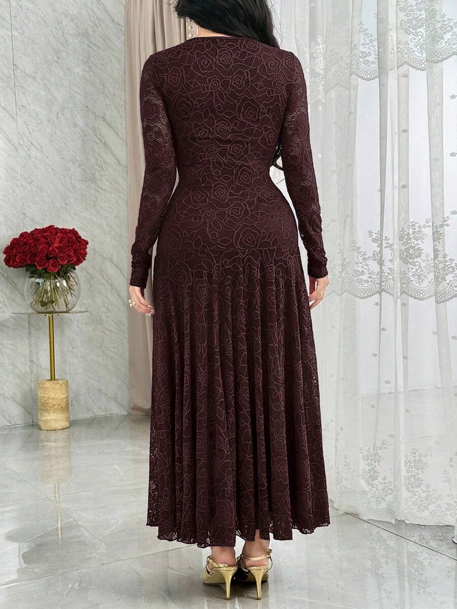 SHEIN Modelyn فستان كوكتيل أنيق بياقة مربعة وخصر مشدود
