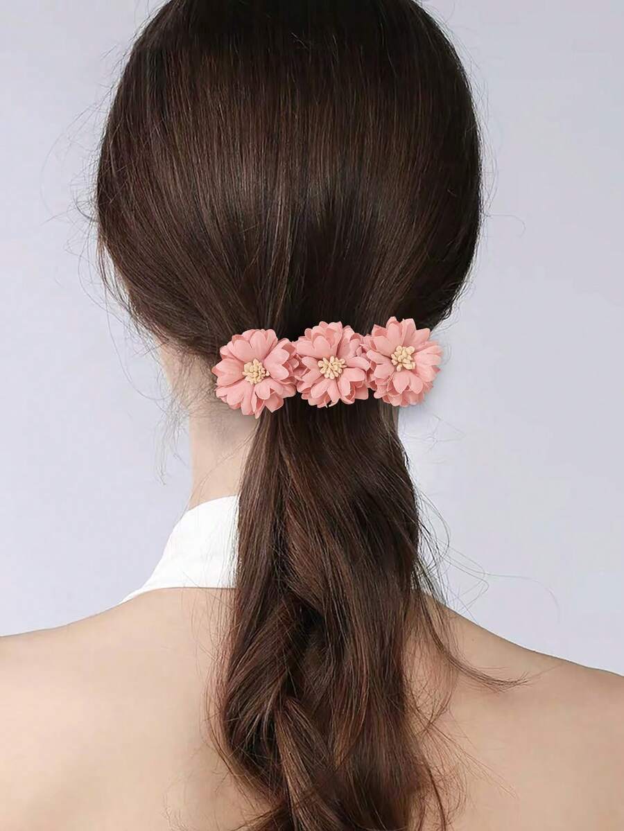 SHEIN مشبك شعر بتصميم زهرة صناعية يطراز بوهيمي