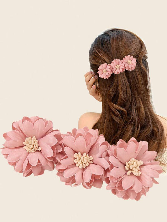 SHEIN مشبك شعر بتصميم زهرة صناعية يطراز بوهيمي