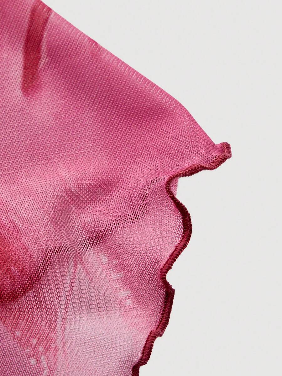 SHEIN MOD فستان ضيق بطبعة أومبير وربطة متقاطعة وذيل سمكة