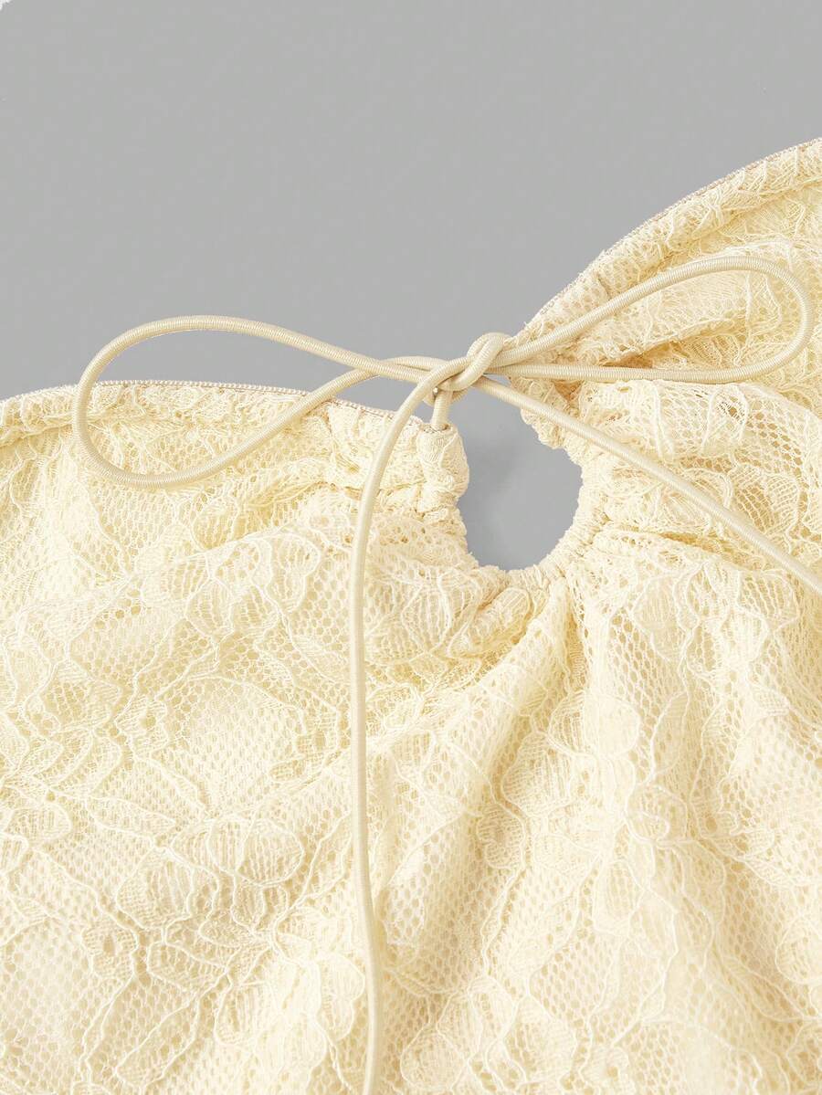 SHEIN MOD فستان أصفر بعقدة وظهر مكشوف