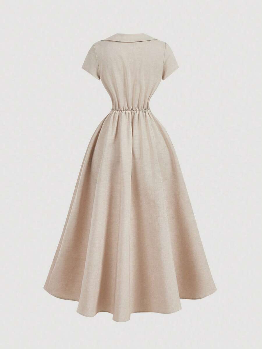 SHEIN MOD فستان متوسط الطول سادة بأزرار